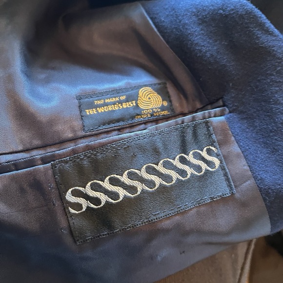 Stanley Blacker Double Breasted Blue Blazer 46R‎ Missing One Button - Picture 3 of 9